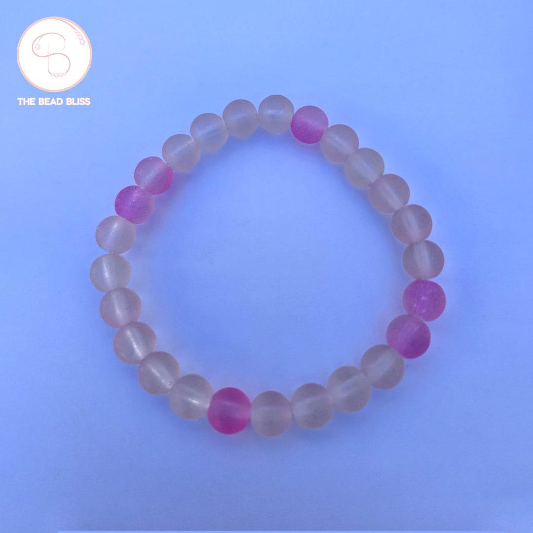 Pink Frosted Beaded Bracelets Set