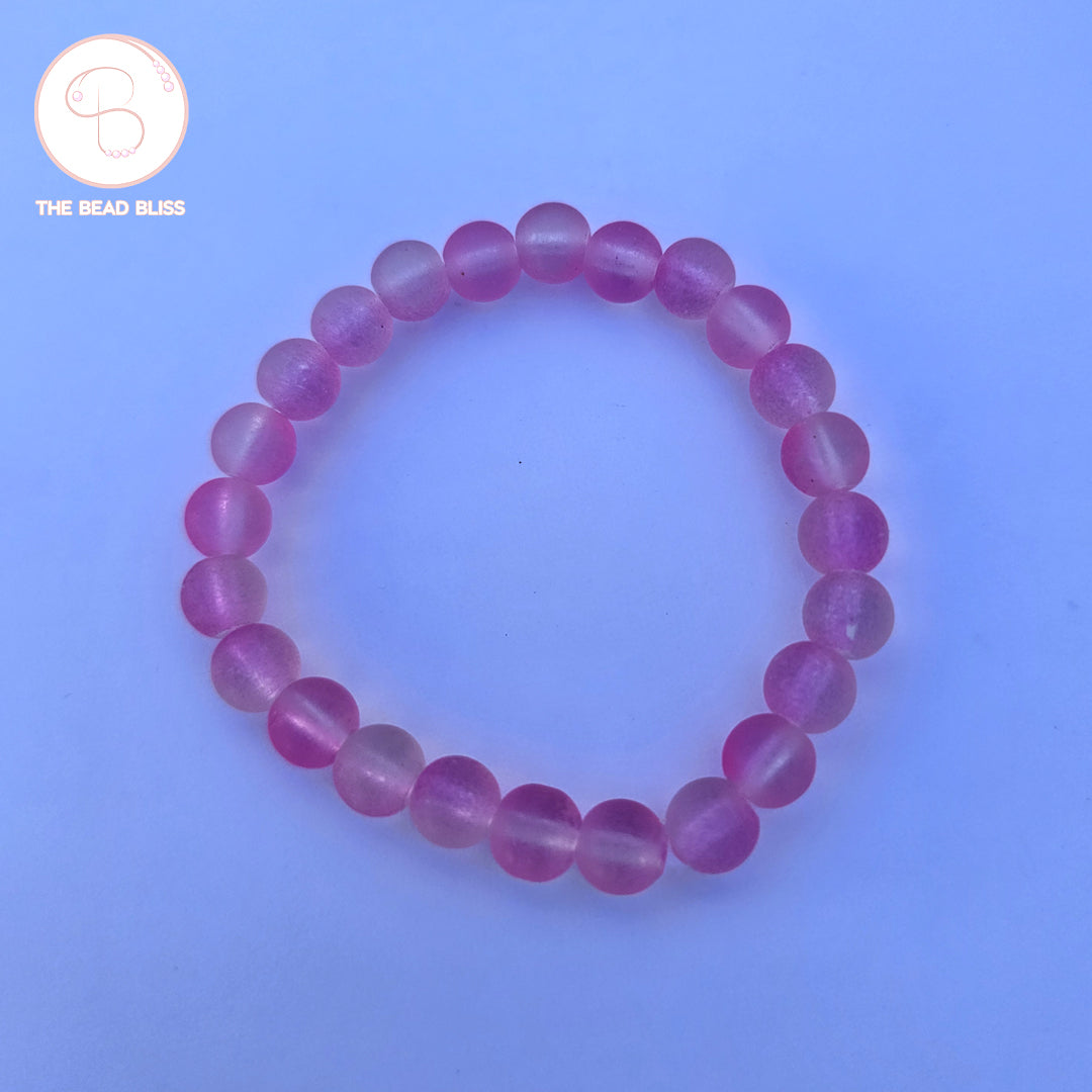 Pink Frosted Beaded Bracelets Set
