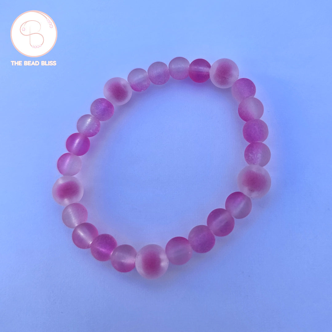 Pink Frosted Beaded Bracelets Set
