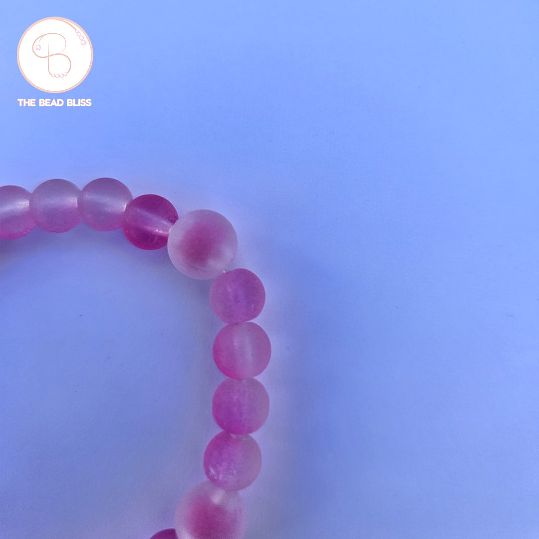 Pink Frosted Beaded Bracelets Set
