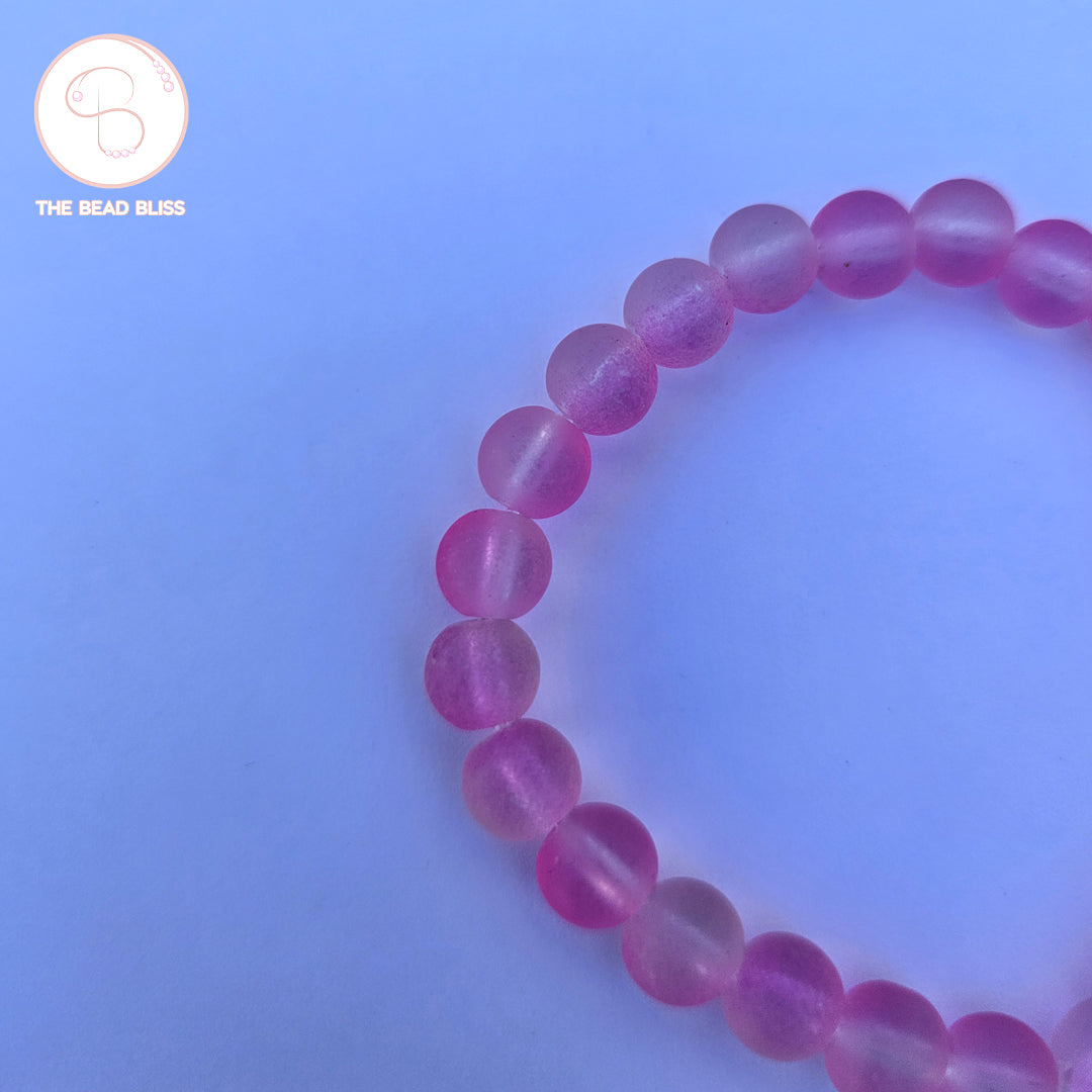 Pink Frosted Beaded Bracelets Set