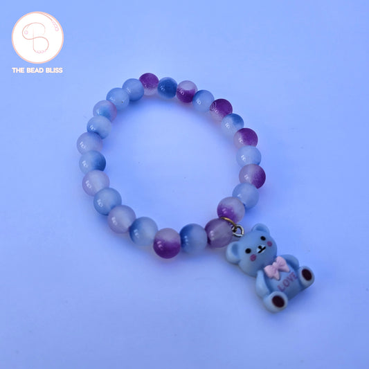 Blue Teddy Bear Charm Bracelet