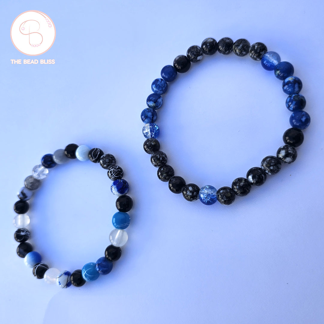 Ocean & Midnight Beaded Bracelet Set