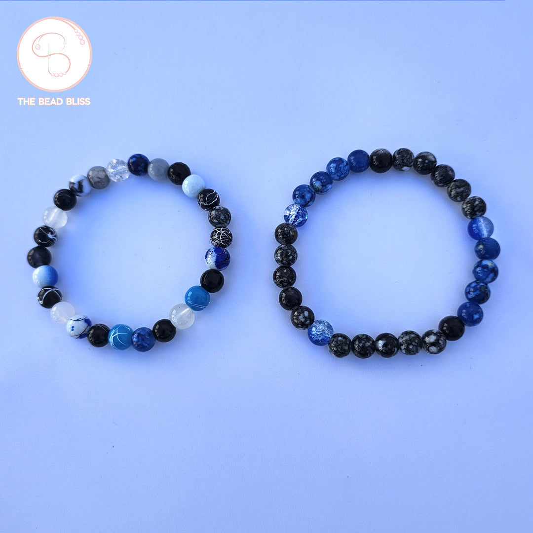 Ocean & Midnight Beaded Bracelet Set