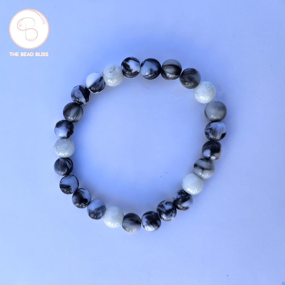 Black & White Marble Beaded Bracelet