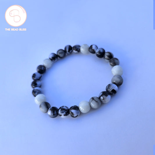 Black & White Marble Beaded Bracelet
