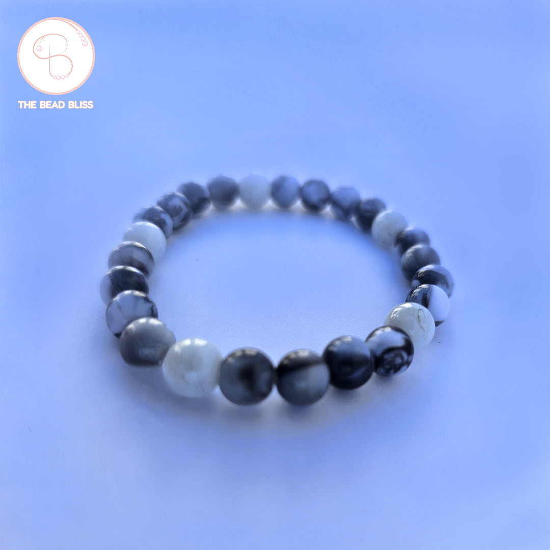 Black & White Marble Beaded Bracelet
