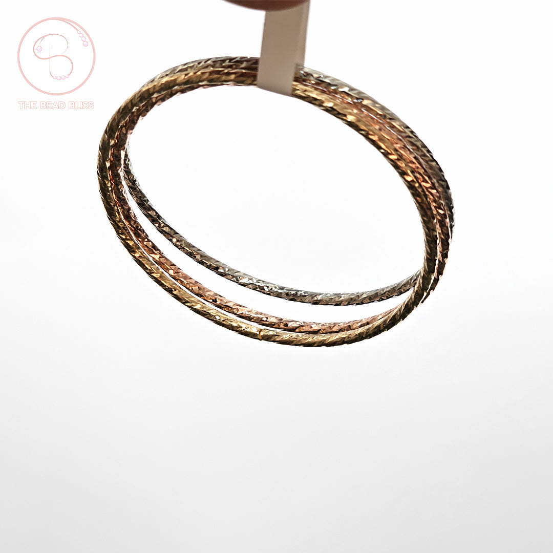 Elegant Tri-Tone Bangle Set