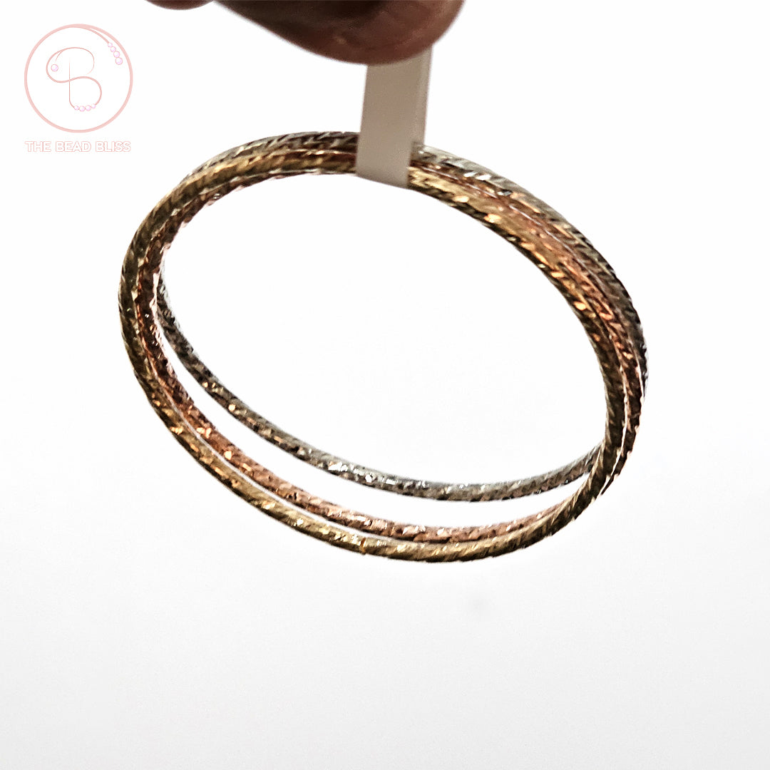 Elegant Tri-Tone Bangle Set