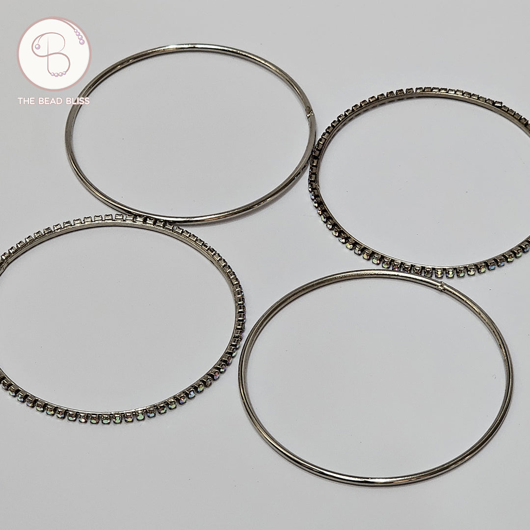 Silver Stacked Bangle Set (12)