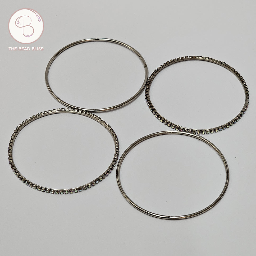 Silver Stacked Bangle Set (12)
