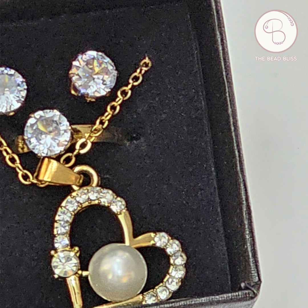 Heart Pearl Pendant & Tops Set