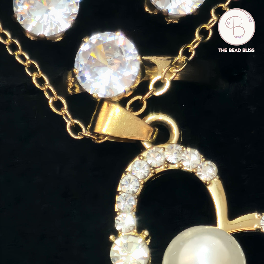 Heart Pearl Pendant & Tops Set