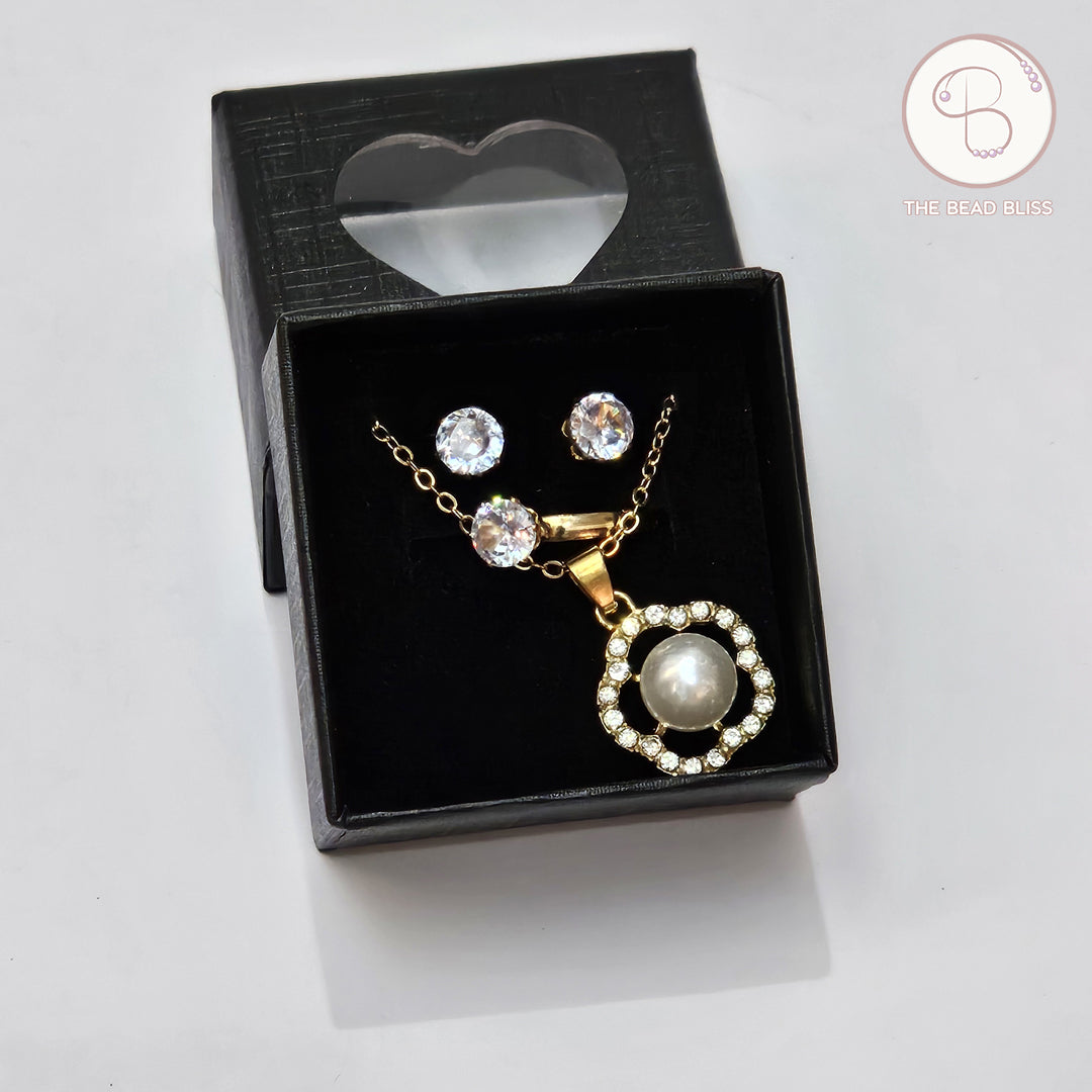 Crystal Pearl Pendant & Tops Set