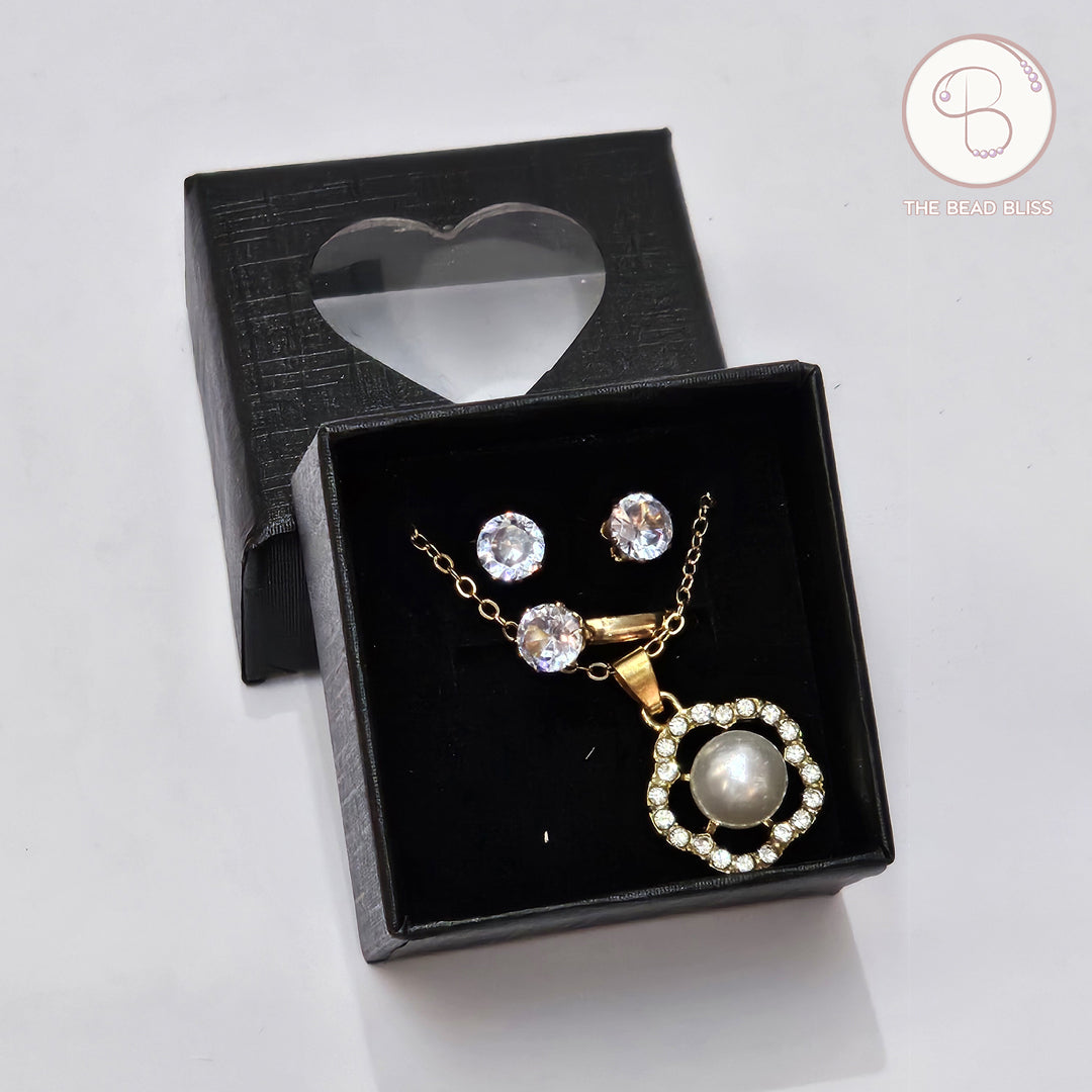 Crystal Pearl Pendant & Tops Set