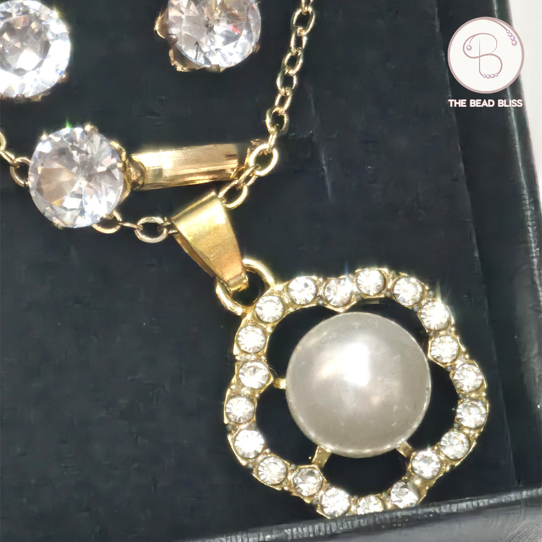 Crystal Pearl Pendant & Tops Set