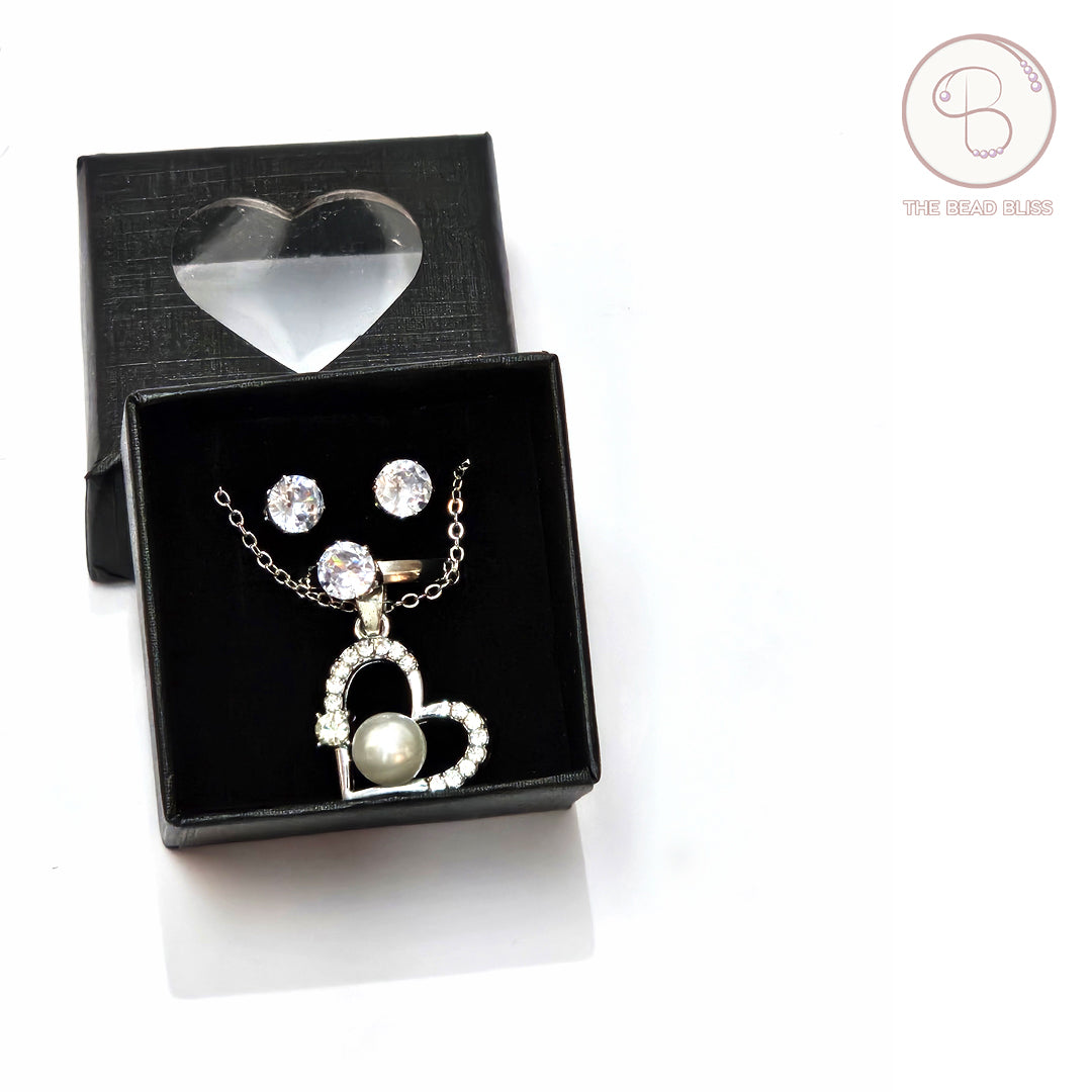 Heart Pearl Pendant & Tops Set