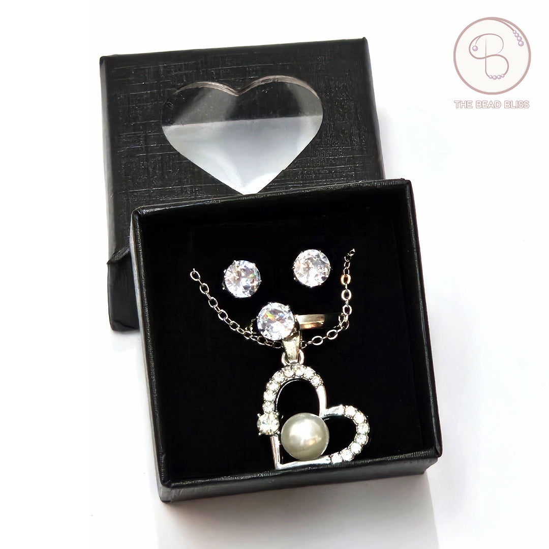 Heart Pearl Pendant & Tops Set