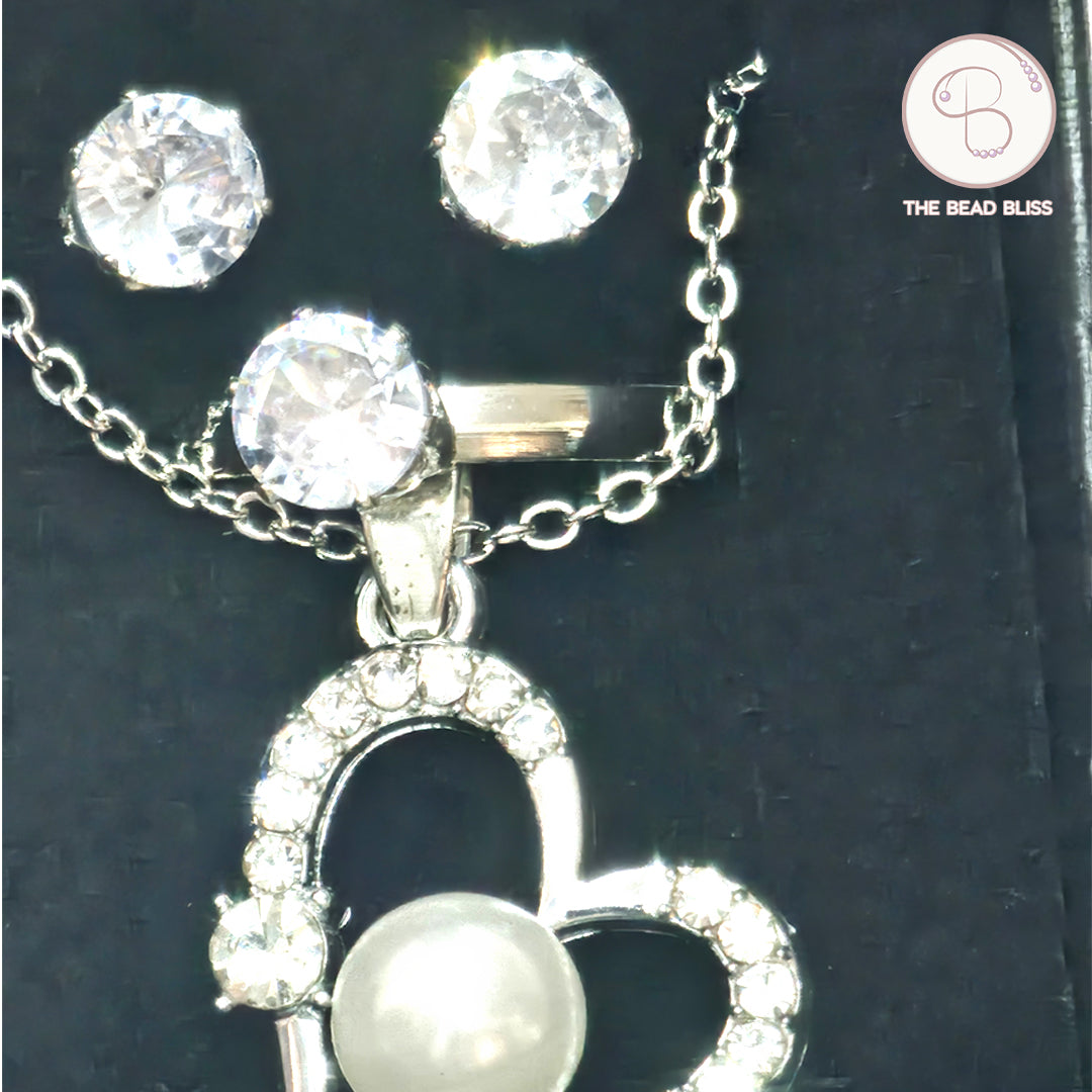 Heart Pearl Pendant & Tops Set