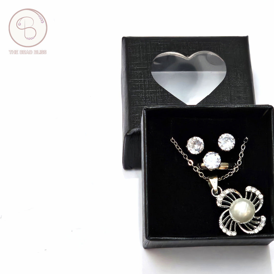 Floral Pearl Pendant & Tops Set