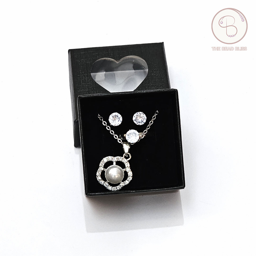 Crystal Pearl Pendant & Tops Set