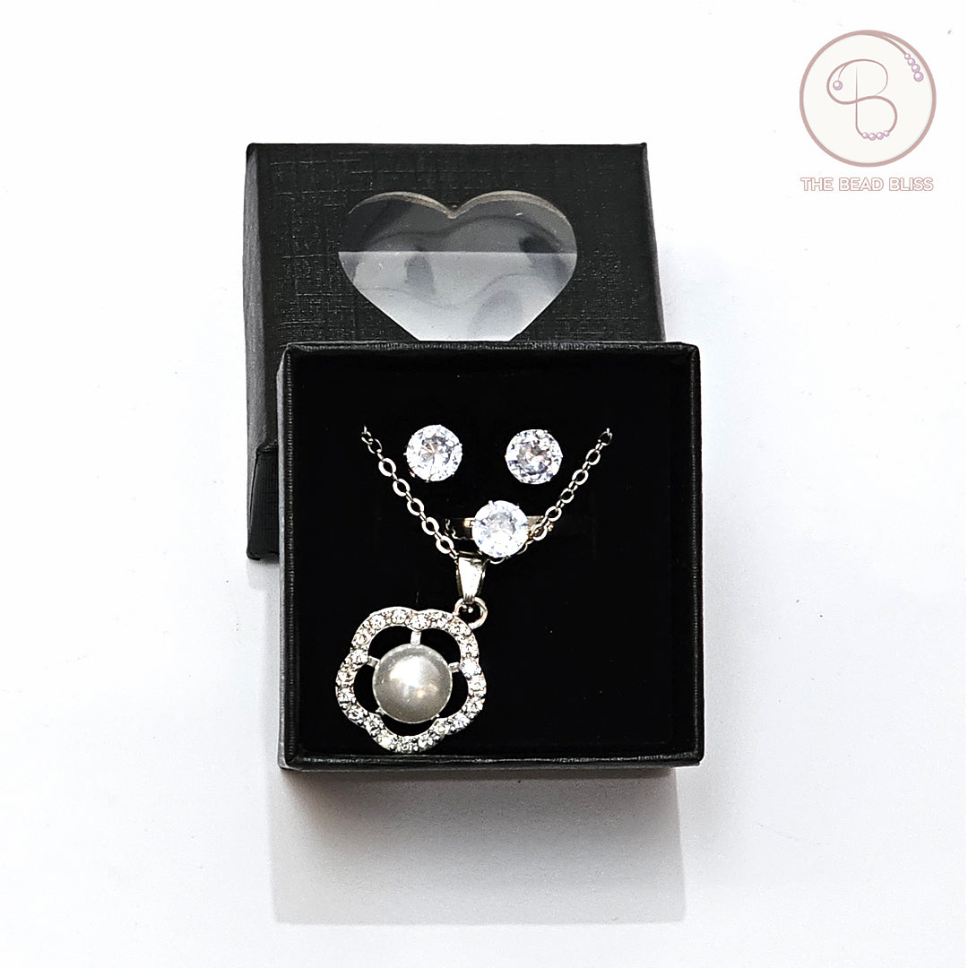 Crystal Pearl Pendant & Tops Set
