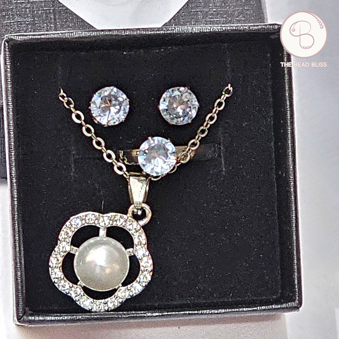 Crystal Pearl Pendant & Tops Set