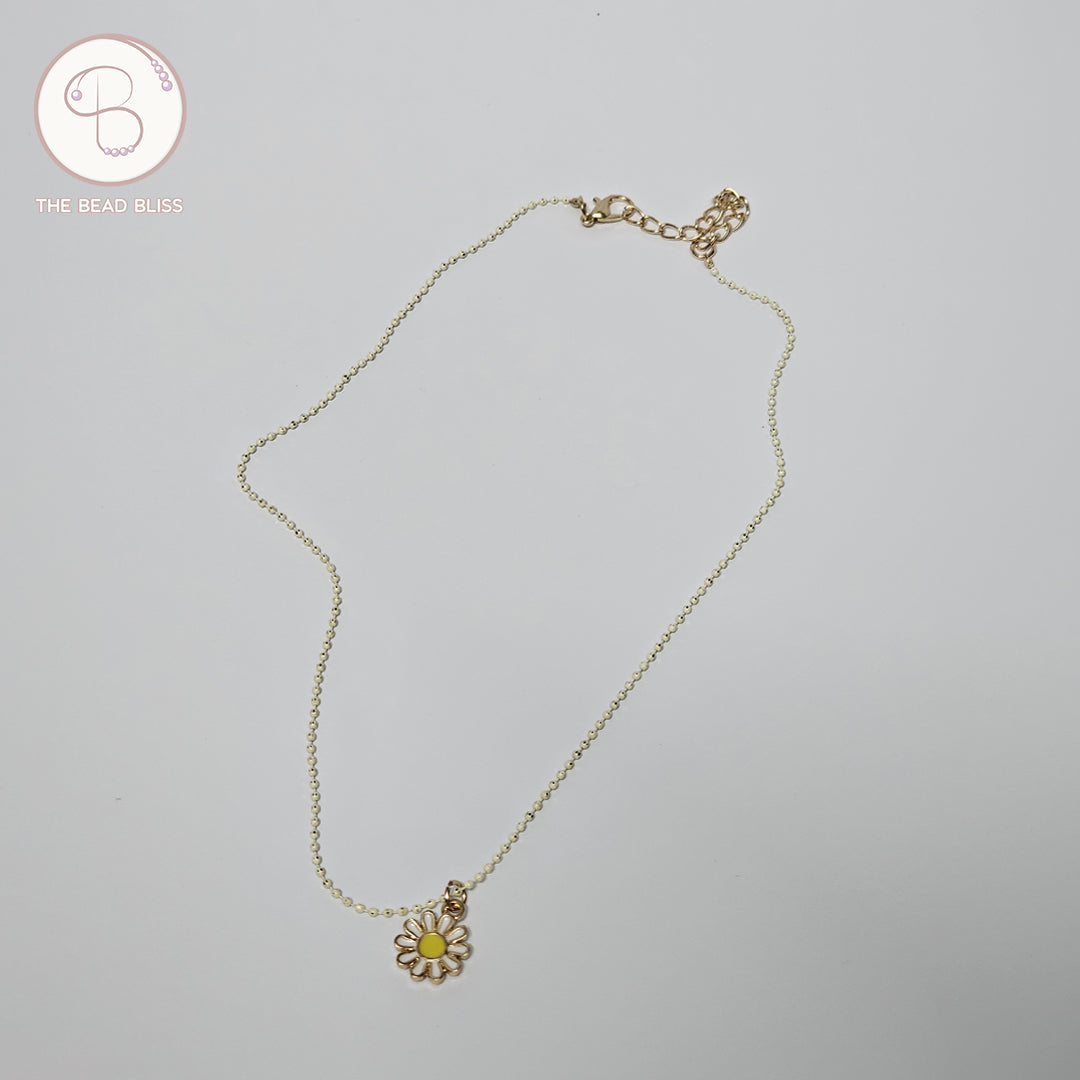 Golden Daisy Bloom Pendant Necklace