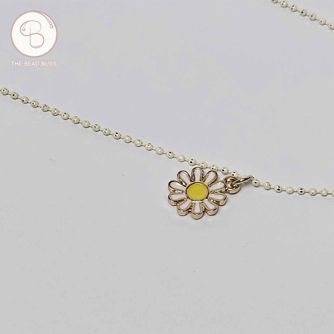 Golden Daisy Bloom Pendant Necklace