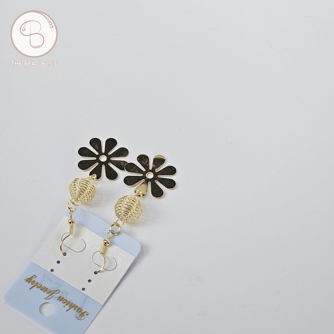 Retro Black Flower Drop Earrings